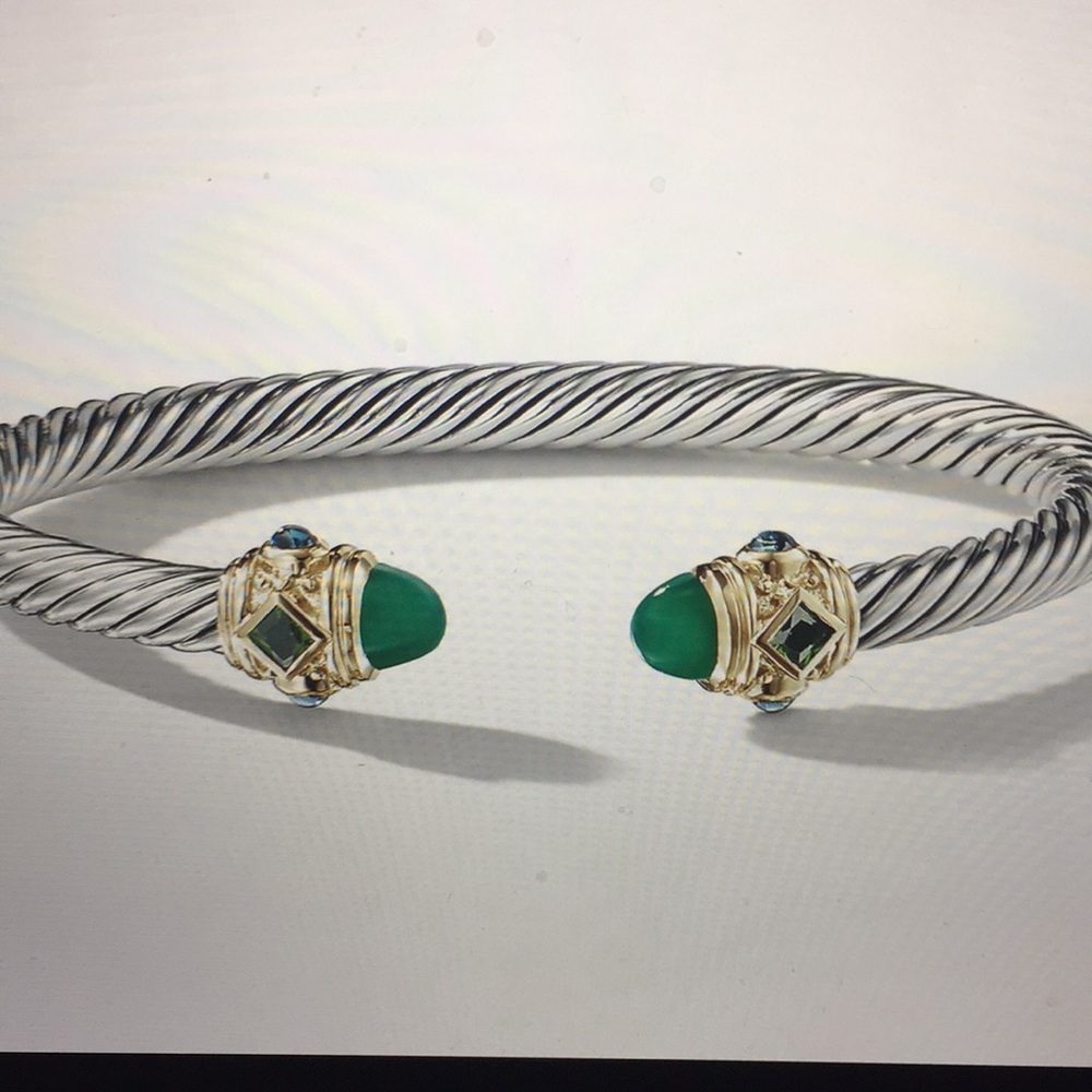 Renaissance Bracelet with Green Onyx & Blue Topaz